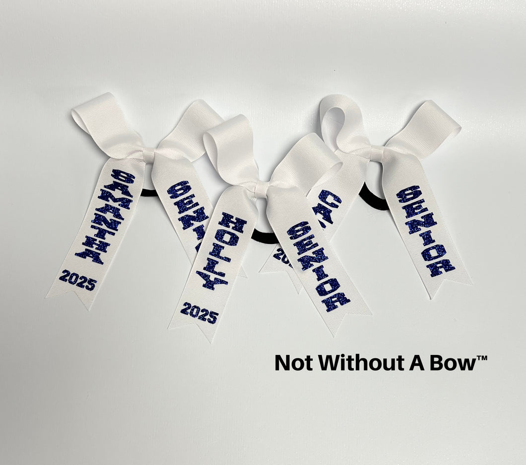 College Style Cheer Bow | Collegiate Style Bow | senior & name - Grosgrain