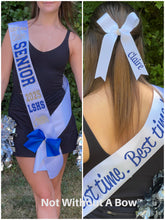 Load image into Gallery viewer, Senior Sash w/ Text On Back - Outline Text - Wide Sash - Customize Colors &amp; Image
