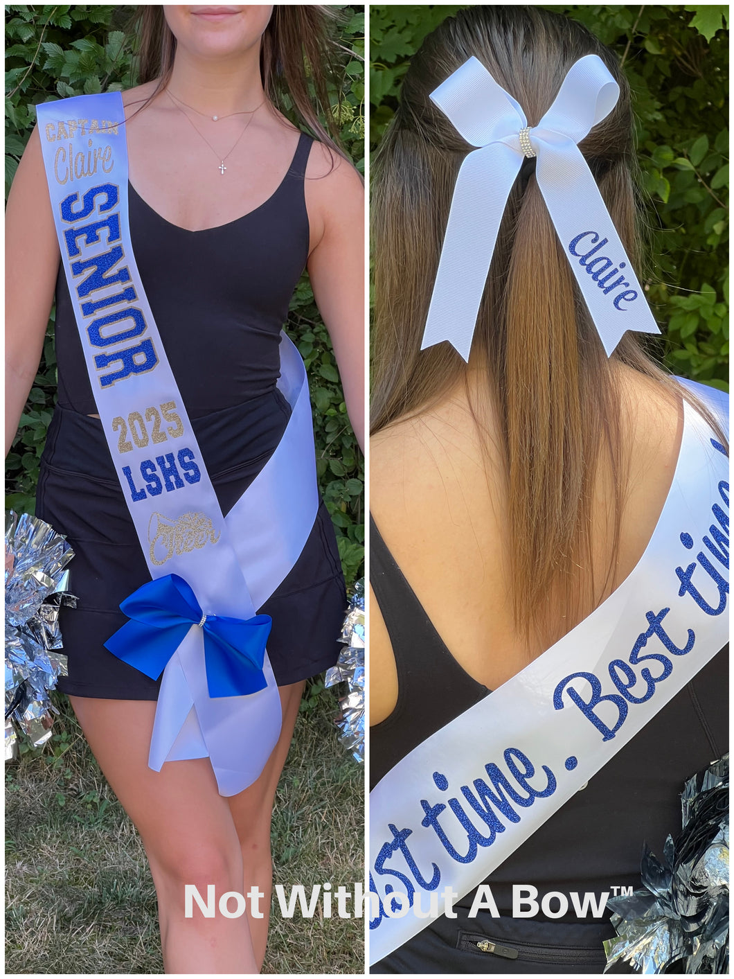 Senior Sash w/ Text On Back - Outline Text - Wide Sash - Customize Colors & Image