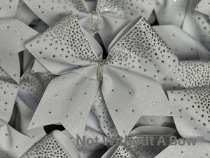 Glitter Waterfall Rhinestone Cheer Bow - Clear Rhinestones