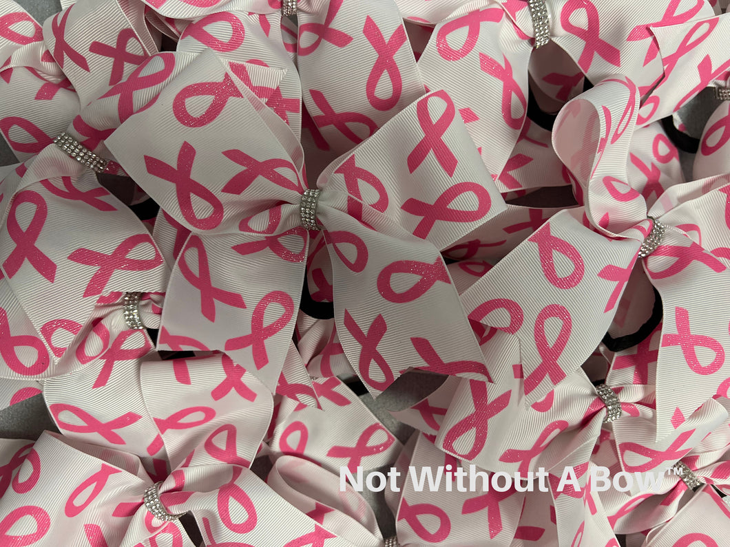 Pink Cancer Awareness Ribbon Cheer Bow - 2.25