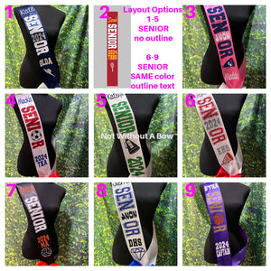 Volleyball Senior Night Sash With Front & Back Text -  Wide Sash - Customize Colors
