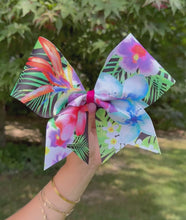 Load and play video in Gallery viewer, Tropical Hawaiian Luau Cheer Bow - NWAB Exclusive Sublimation Bow
