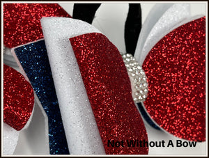 TRIPLE LAYER - Pigtail Bows - Mini Dolly Bow - Glitter TRIPLE Layer Cheer Bow - Sold Individually