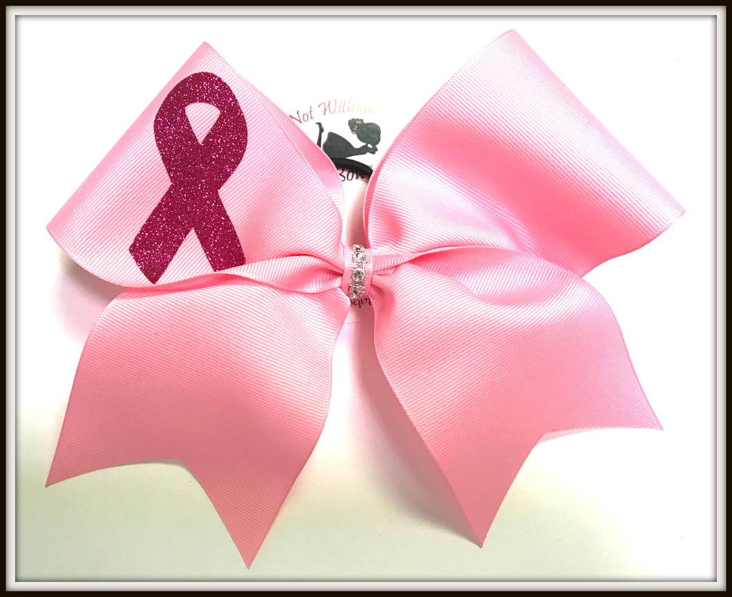 Cancer Awareness Ribbon Cheer Bow | Pink Awareness Cheer Bow