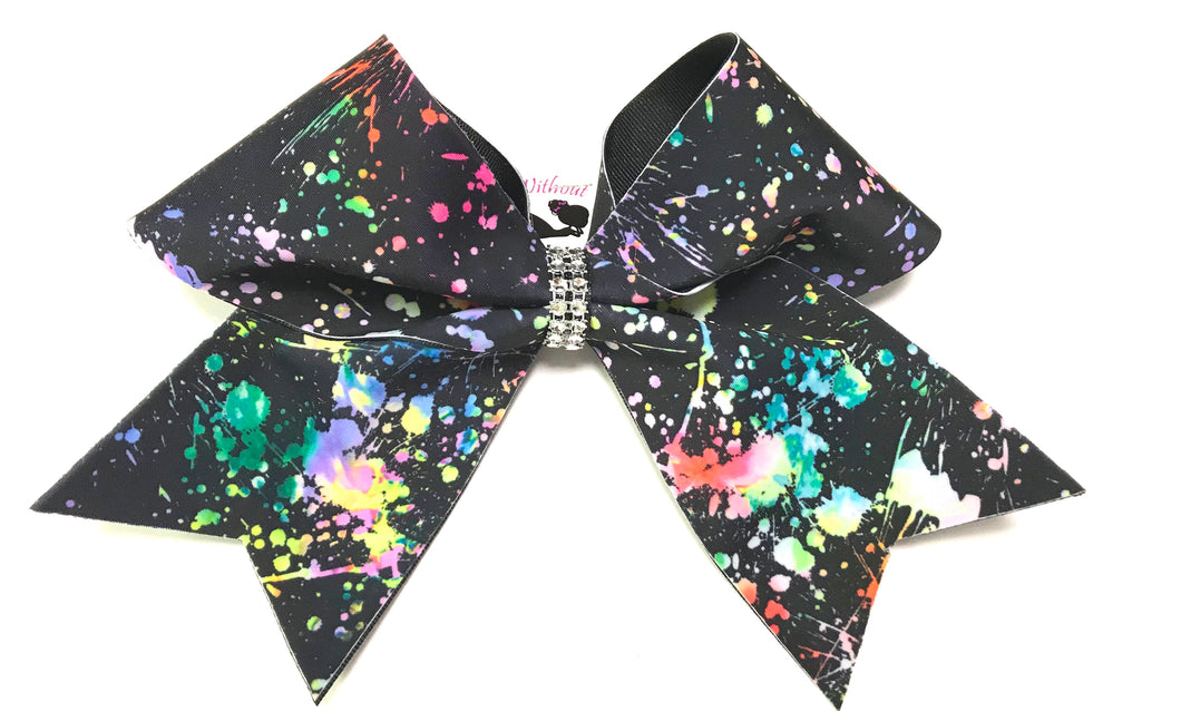 Paint Splatter Cheer Bow | Black Background