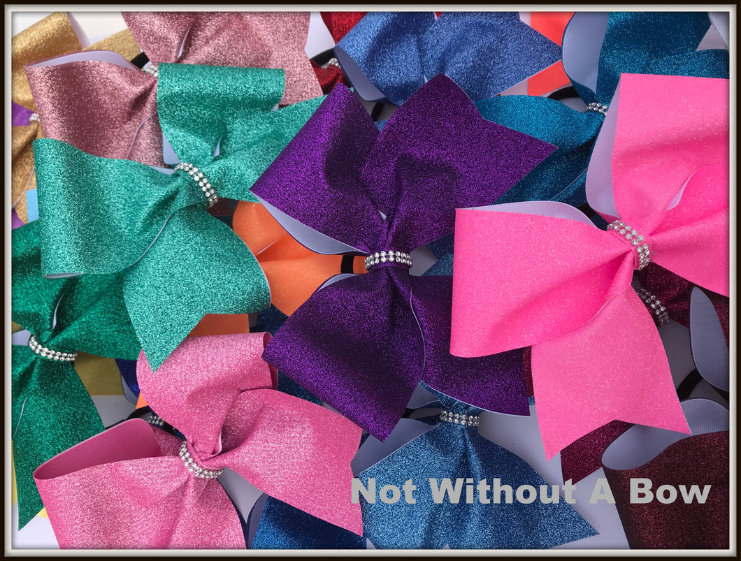 Solid Glitter Cheer Bow