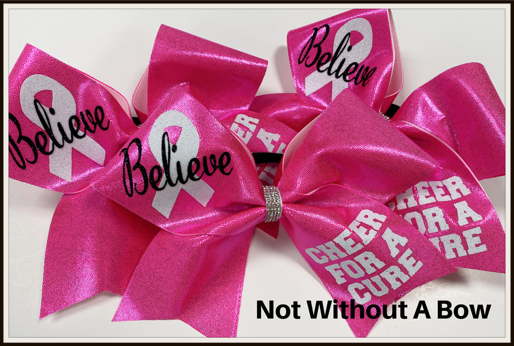 Cheer For A Cure Cancer Cheer Bow | Pink Awareness Cheer Bow