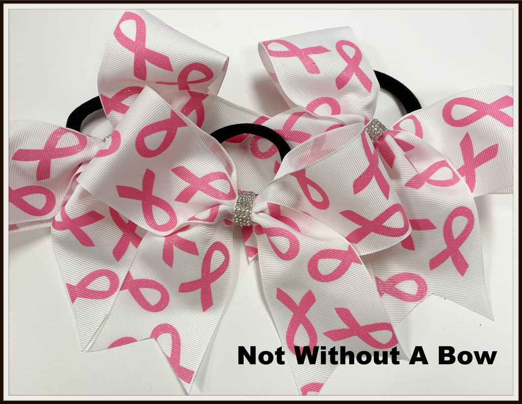 Pink Cancer Awareness Ribbon Cheer Bow - 2.25