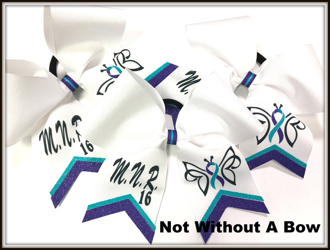 Suicide Awareness Butterfly Softball Bow Cheer Bow |  Personalize | NWAB Exclusive