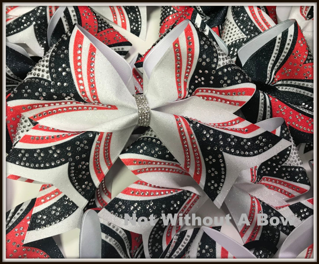 Girl Power Rhinestone Glitter Sublimation Cheer Bow | Customize Colors