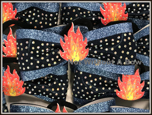 3D Center Flames Fire Glitter Tailless Cheer Bow | NWAB Exclusive