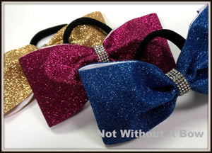 Tailless Glitter Cheer Bow - Rhinestone Wrap