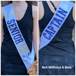 Lacrosse Senior Night Sash With Front & Back Text -  Wide Sash - Customize Colors