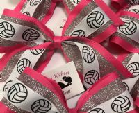 Triple Layer Mid Size Volleyball Print Bow